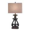 Brampton Open Scroll Design Table Lamp With Rectangle Shade Blue - StyleCraft