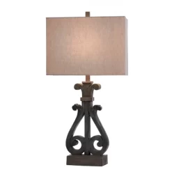 Brampton Open Scroll Design Table Lamp With Rectangle Shade Blue - StyleCraft