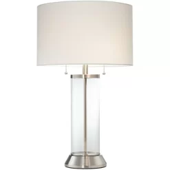 Possini Euro Design Fritz Modern Table Lamp 26 1/2" High Silver Clear Glass Column With USB And AC Power Outlet In Base Drum Shade For Bedroom Desk 14 Possini Euro Design Fritz Modern Table Lamp 26 1/2" High Silver Clear Glass Column With USB And AC Power Outlet In Base Drum Shade For Bedroom Desk -Home Decoration Store GUEST e358d4f6 47ca 4dd5 be89 3b533979f57e