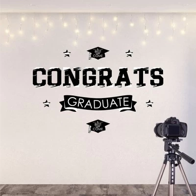 Big Dot Of Happiness Black And White Graduation Party Photo Backdrop - Wall Decals 3 Big Dot Of Happiness Black And White Graduation Party Photo Backdrop - Wall Decals - Image 3