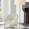 Possini Euro Design Luxe Italian Style Floor Lamp 64" Tall Gold Metal White Linen Drum Shade For Living Room Reading House Bedroom Office