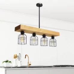 4-Light Wood Beam Pendant Brown - Lalia Home 9 4-Light Wood Beam Pendant Brown - Lalia Home -Home Decoration Store GUEST e4adcb39 233c 422e 99bd 12b72c06a11e