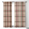 Emanuela Carratoni Tartan Theme On Pink 50" X 96" Single Panel Room Darkening Window Curtain - Deny Designs