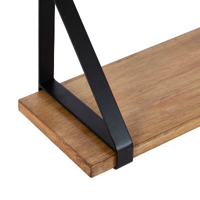 24" X 9" (Set Of 2) Willmann Wood Decorative Wall Shelf Set Rustic Brown/Black - Kate & Laurel All Things Decor 2 24" X 9" (Set Of 2) Willmann Wood Decorative Wall Shelf Set Rustic Brown/Black - Kate & Laurel All Things Decor - Image 2