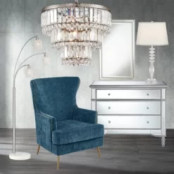 Vienna Full Spectrum Magnificence Satin Nickel Chandelier 14 1/4" Wide Modern Faceted Crystal Glass 7-Light LED Fixture For Dining Room House Kitchen -Home Decoration Store GUEST e65561d2 ea0d 49f0 b798 a94d067c9789