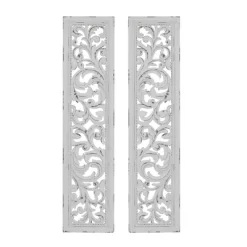 Set Of 2 Wood Floral Intricately Carved Scroll Wall Decors White - Olivia & May -Home Decoration Store GUEST e66490d5 9867 42a3 9469 088dbec327aa