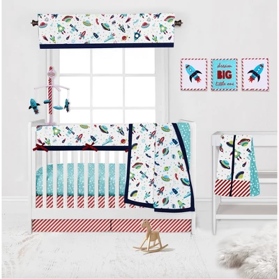 Bacati - Space Multicolor Boys Cotton Window Valance 2 Bacati - Space Multicolor Boys Cotton Window Valance - Image 2