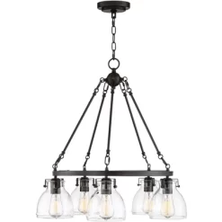 Possini Euro Design Bellis Bronze Wagon Wheel Pendant Chandelier 25" Wide Modern Clear Glass 5-Light Fixture For Dining Room House Kitchen Island Home -Home Decoration Store GUEST e7bbb215 b714 48ed 95f2 82d1e0902641