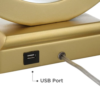 360 Lighting Lauren Modern Table Lamps Set Of 2 With Black Risers 28 1/2" Tall Gold USB Charging Port White Rectangular Shade For Bedroom Living Room 4 360 Lighting Lauren Modern Table Lamps Set Of 2 With Black Risers 28 1/2" Tall Gold USB Charging Port White Rectangular Shade For Bedroom Living Room - Image 4