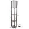 Hastings Home Floor Lamp – Etagere Style Standing Light With 3 Tiers Of Storage Shelving, Brown