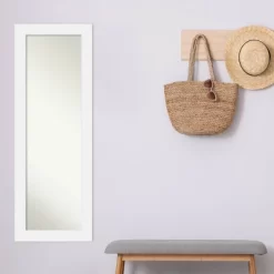 19" X 53" Non-Beveled Corvino White Wood On The Door Mirror - Amanti Art -Home Decoration Store GUEST e858525e b913 422f 906f 3e580c3caf0f