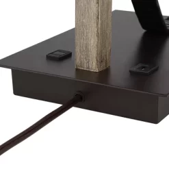 Franklin Iron Works Gentry Industrial Desk Lamp 22" High Oil Rubbed Bronze Faux Wood Cage With USB And AC Power Outlet In Base Oatmeal Shade For Desk -Home Decoration Store GUEST e9a51b6a 1ebc 4026 8b3c f0f62685be7a