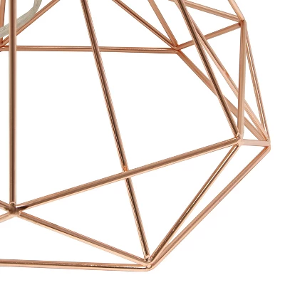 Geometric Wired Table Lamp With Fabric Shade Rose Gold - Lalia Home 4 Geometric Wired Table Lamp With Fabric Shade Rose Gold - Lalia Home - Image 4