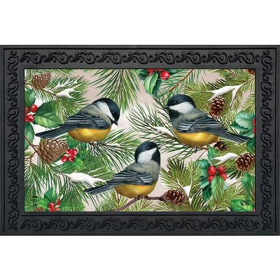 Winter Chickadees Doormat 30" X 18" Indoor Outdoor Briarwood Lane 1 Winter Chickadees Doormat 30" X 18" Indoor Outdoor Briarwood Lane