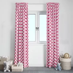 Bacati - Large Dots Fuschia Cotton Printed Single Window Curtain Panel