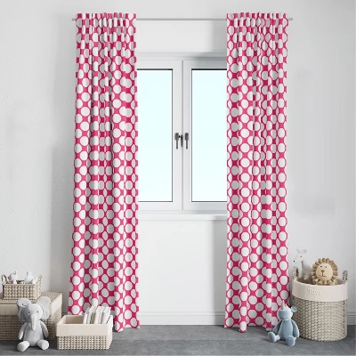 Bacati - Large Dots Fuschia Cotton Printed Single Window Curtain Panel 1 Bacati - Large Dots Fuschia Cotton Printed Single Window Curtain Panel