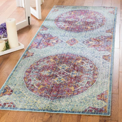 3'x10' Runner Purple/Turquoise Medallion Loomed - Safavieh 2 3'x10' Runner Purple/Turquoise Medallion Loomed - Safavieh - Image 2
