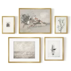 Americanflat 5 Piece Vintage Gallery Wall Art Set - Seaside Villa, Seascape In Greys, Calm Sailing, Tree Etching By Maple + Oak 10 Americanflat 5 Piece Vintage Gallery Wall Art Set - Seaside Villa, Seascape In Greys, Calm Sailing, Tree Etching By Maple + Oak -Home Decoration Store GUEST ea4c3663 2987 4bf8 8aad a8eb0cd86931