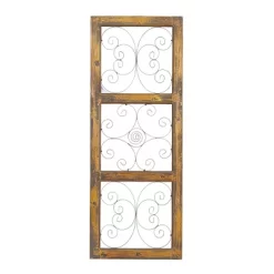36" X 14" Wood Scroll Window Inspired Wall Decor With Metal Scrollwork Relief Brown - Olivia & May -Home Decoration Store GUEST ea4d44fb e7e4 48b3 8449 e7fdf9baa826