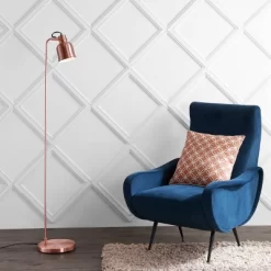 57" Metal Brandon Task Floor Lamp (Includes LED Light Bulb) Copper - JONATHAN Y