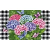Evergreen Hydrangea Checks Embossed Indoor Outdoor Doormat 18 X 30 Green