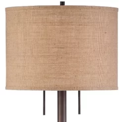 Possini Euro Design Garth Modern Floor Lamp Standing 63 1/2" Tall Oil Rubbed Bronze Burlap Fabric Drum Shade For Living Room Bedroom Office House Home -Home Decoration Store GUEST eb1d5f9f 3c53 4a30 8ea3 da94abf22b1f