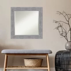 25" X 25" Bark Rustic Framed Wall Mirror Gray - Amanti Art -Home Decoration Store GUEST ebafc349 4277 40d8 9941 a9bab19edc09