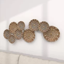 Metal Plate Wall Decor With Embossed Design Gold - Olivia & May -Home Decoration Store GUEST ebb4fda0 1679 45bb a2b9 ee6abf067d16