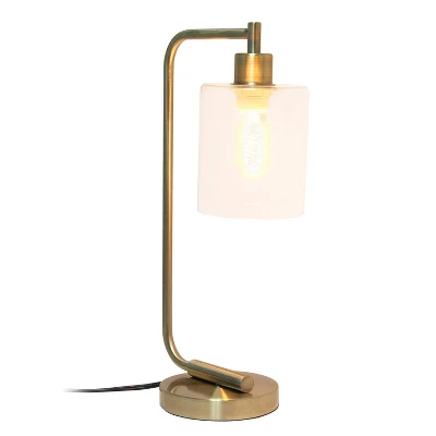 Modern Iron Table Lamp With Glass Shade Antique Brass - Lalia Home 2 Modern Iron Table Lamp With Glass Shade Antique Brass - Lalia Home - Image 2