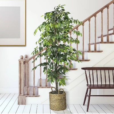 72" Artificial Ficus Tree In Basket - LCG Florals 3 72" Artificial Ficus Tree In Basket - LCG Florals - Image 3