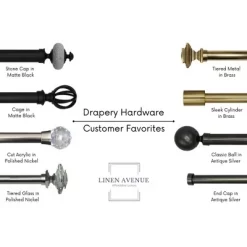 Linen Avenue Brown Marble Single And Double Window Curtain Rod Set