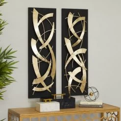 Set Of 2 Metal Abstract Dimensional Wall Decors With Wood Backing Gold - Olivia & May -Home Decoration Store GUEST ed18a92c cc1b 479b 95ab 8b3cf56c0dd6