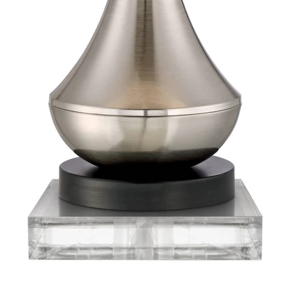 360 Lighting Simon Modern Table Lamps Set Of 2 With Square Risers 27" Tall Brushed Nickel USB Charging Port White Shade For Bedroom Living Room Desk 3 360 Lighting Simon Modern Table Lamps Set Of 2 With Square Risers 27" Tall Brushed Nickel USB Charging Port White Shade For Bedroom Living Room Desk - Image 3