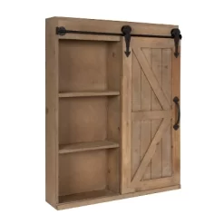Decorative Wood Wall Storage Cabinet With Vanity Mirror And Sliding Barn Door Rustic Brown - Kate & Laurel All Things Decor -Home Decoration Store GUEST ed8d64a9 ab2e 416a 9efe 7a2713c031a0