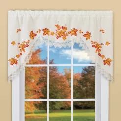 Collections Etc Embroidered Leaves Valance