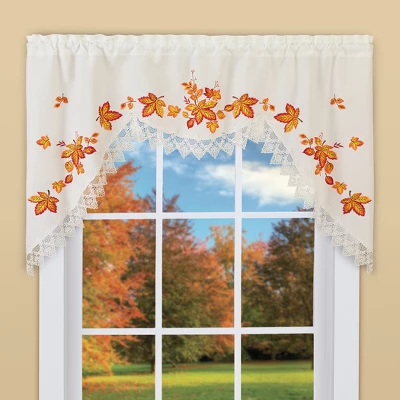 Collections Etc Embroidered Leaves Valance 1 Collections Etc Embroidered Leaves Valance
