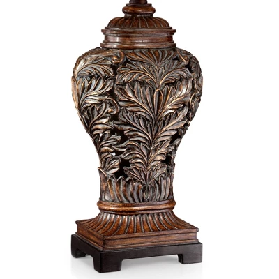 Barnes And Ivy Traditional Table Lamps 32.5" Tall Set Of 2 Bronze Curling Leaves Tan Rectangular Shade For Living Room Family Bedroom Bedside 3 Barnes And Ivy Traditional Table Lamps 32.5" Tall Set Of 2 Bronze Curling Leaves Tan Rectangular Shade For Living Room Family Bedroom Bedside - Image 3