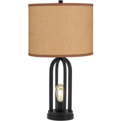 360 Lighting Marcel Industrial Table Lamps 24 1/4" High Set Of 2 Black Metal With USB Port LED Nightlight Peanut Shade For Bedroom Living Room Desk -Home Decoration Store GUEST efab8c84 67d6 4576 b684 c2dd32e1294a