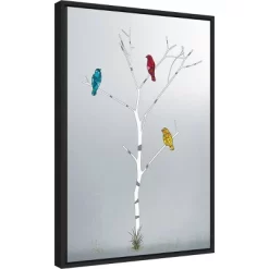 16" X 23" Three In A Tree By Marvin Pelkey Framed Canvas Wall Art - Amanti Art