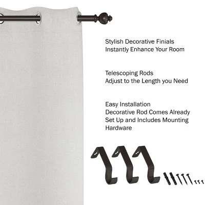 1-Inch Curtain Rod-Decorative Modern Urn Finials And Hardware- For Home Decor In Bedroom And Kitchen, 66-120-Inch By Hastings Home (Bronze) 2 1-Inch Curtain Rod-Decorative Modern Urn Finials And Hardware- For Home Decor In Bedroom And Kitchen, 66-120-Inch By Hastings Home (Bronze) - Image 2