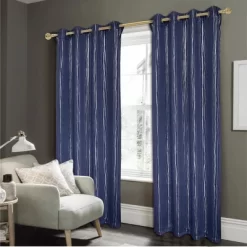 Iceland Metallic Grommet Curtain Panel Navy By RT Designers Collection -Home Decoration Store GUEST f0d7149a 11dd 46a4 b69b f8cc39330031