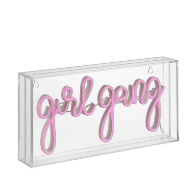 11.88" Girl Gang Contemporary Glam Acrylic Box Pendant (Includes LED Light Bulb) Neon Pink - JONATHAN Y 1 11.88" Girl Gang Contemporary Glam Acrylic Box Pendant (Includes LED Light Bulb) Neon Pink - JONATHAN Y