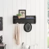 25" X 9" Entryway Floating Utility Wall Shelf With Hooks Black - Danya B.