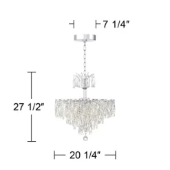 Vienna Full Spectrum Villette Chrome Chandelier 27 1/2" Wide Modern Cascade Crystal 6-Light LED Fixture For Dining Room Foyer Kitchen Island Entryway -Home Decoration Store GUEST f234766a be92 4b96 ae8a 902bc3d4b6e5