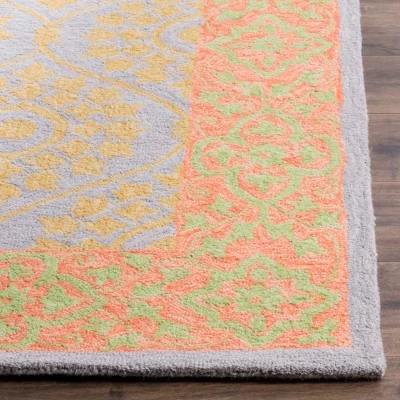 2'x3' Leaf Hooked Accent Rug Orange/Silver - Safavieh 1 2'x3' Leaf Hooked Accent Rug Orange/Silver - Safavieh
