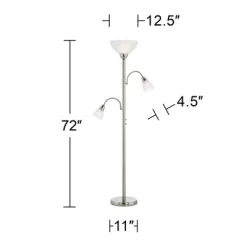 Possini Euro Design Alexei Modern Torchiere Floor Lamp With Side Lights 72" Tall Brushed Nickel White Crackle Glass For Living Room Reading Bedroom -Home Decoration Store GUEST f4eb8bf7 732e 410a 9fba 97404d5cf528