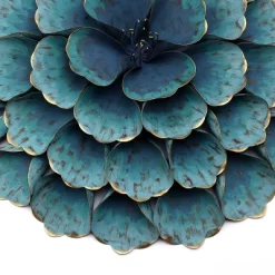 LuxenHome 23.5" Round Teal Blue Flower Metal Wall Decor Art -Home Decoration Store GUEST f53cf0a7 cc66 442d 995c 7907d965647e