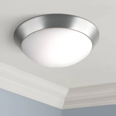 360 Lighting Modern Ceiling Light Flush Mount Fixture 13" Wide Brushed Nickel 2-Light Frosted Glass Dome Shade For Bedroom Kitchen Living Room Hallway 1 360 Lighting Modern Ceiling Light Flush Mount Fixture 13" Wide Brushed Nickel 2-Light Frosted Glass Dome Shade For Bedroom Kitchen Living Room Hallway