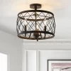 15" Eleanor Metal LED Semi Flush Mount Ceiling Light Black (Includes Energy Efficient Light Bulb) - JONATHAN Y