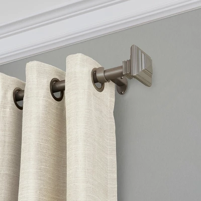 Florence 1" Window Drapery Single Curtain Rod With Stacked Square Finial - Elrene Home Fashions 1 Florence 1" Window Drapery Single Curtain Rod With Stacked Square Finial - Elrene Home Fashions